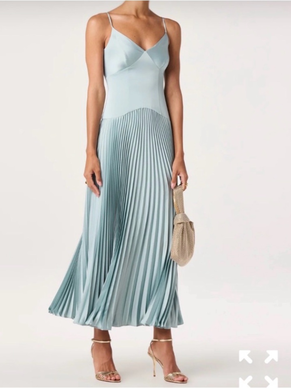 ASTR Pale Blue Pleated Midi Slip Dress